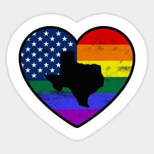 Texas United States Gay Pride Flag Heart Sticker